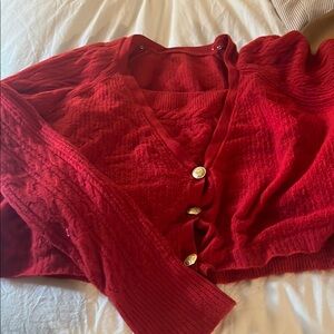 J. Crew Red Cropped Cardigan Sweater